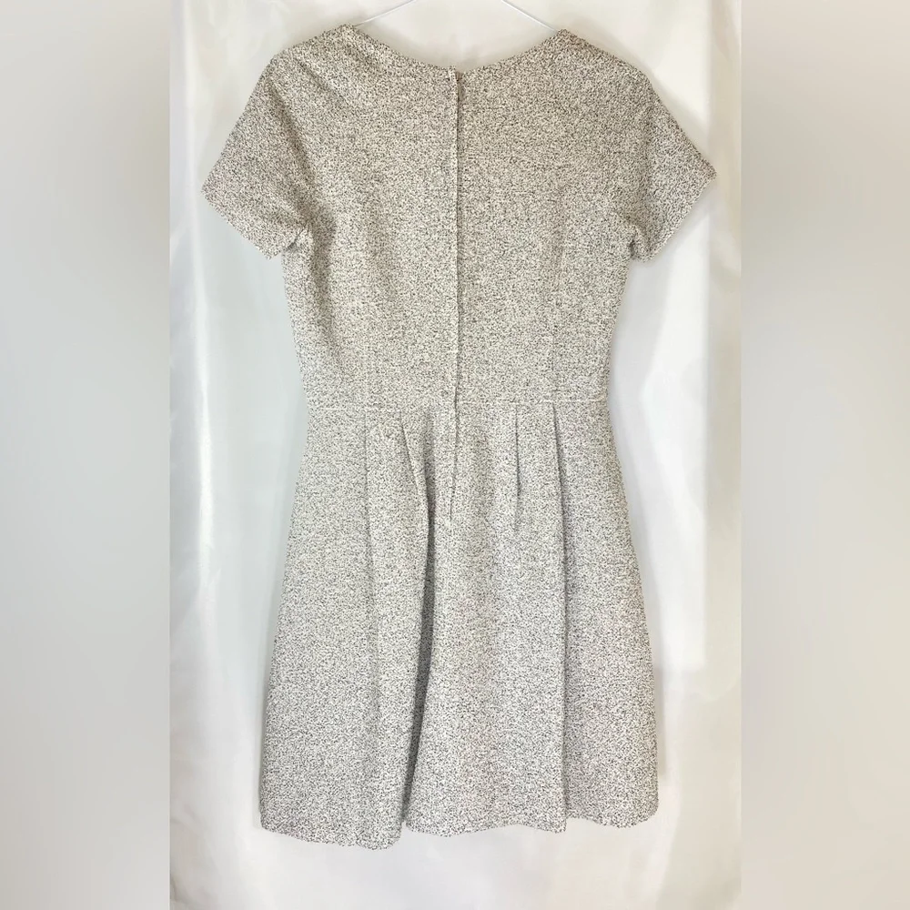 Club Monaco Black White Speckled Cotton Blend Fit Flare Dress Sz S Luxury Zipper - Picture 2 of 11